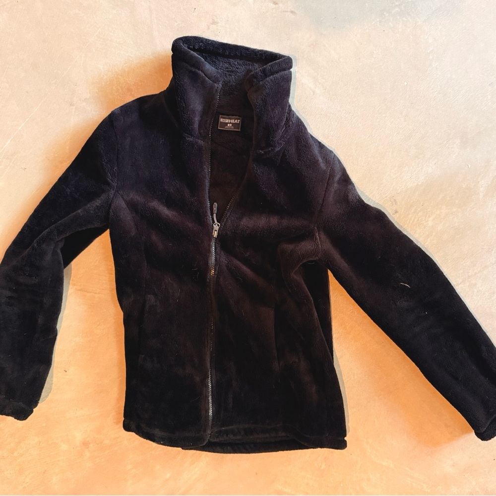 Teens Black Fleece Jacket 32' Heat